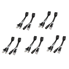 10 PeçAs (5 Pares) Divisor Poe Interruptor Poe Adaptador de Cabo Poe Fita Blindada 5 V 12 V 24 V 48 V Cabo de AlimentaçãO 5,5 X 2,1 Mm