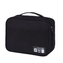 Tragbare Kabelaufbewahrungstasche Wasserdichter USB-Datenleitungs-Ladestecker für Travel Electronic Organizer, Schwarz