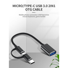 2 in 1 USB 3.0 OTG Adapter Cable Type-C Micro-USB to USB 3.0 Interface Converter for Cellphone Charging Cable -Red