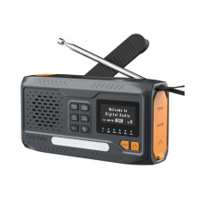 DAB/FM  Radio BäRbar Solar Radio Receiver Emergency Radio Utomhus Handvev Radio med LED-Ficklampa/SOS