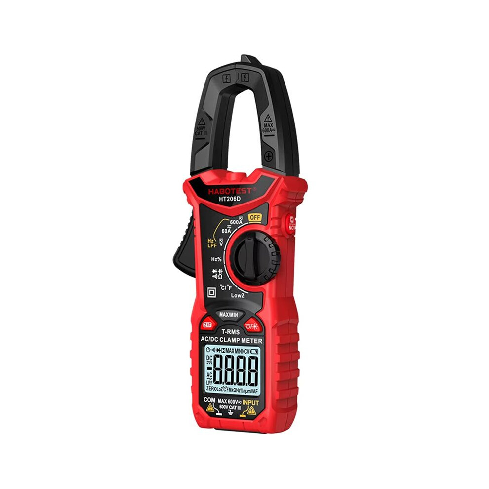 Habotest Ht206d Digital Clamp Meter For Ac Current, Ncv, Ampere, True Rms, Capacitance, Ohms, Hertz, Temperature And Voltage 4711892110710