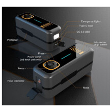 Bomba de Ar Digital USB-C Recarregável À Prova D'Água Adequada para Pneus de Carro, Bicicletas e Equipamentos Esportivos