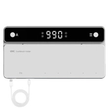 Portaspazzolino, Funzione Timer, Ricaricabile, Senza Fili, da Parete, per Bagno, Bianco