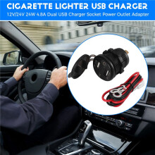 12V USB Steckdose, Wasserdicht 12V / 24V 24W 4.8ein Dual USB Laden Buchse Steckdosen Adapter mit LED Voltmeter Schalter