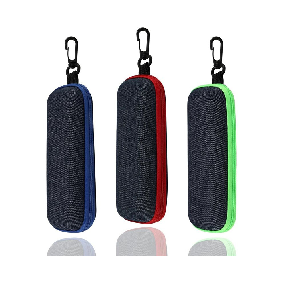 Glasses Case Hard Case, Sunglasses Case, Glasses Box with Zip for Men and Women, Glasses Case with Carabiner Hook
