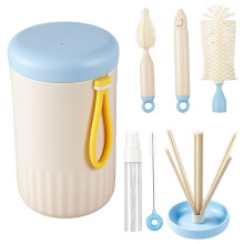 Travel Baby Bottle Cleaner Brush Set,Foldable Baby Bottle Drying Rack,Essential Cleaning Set for Outdoor Travel