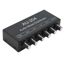 Stereo-Sound-Signalmischer 2 in 4 Ausgänge 3,5 mm Alloy Schwarz DC 5-15 V
