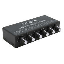 Stereo Signal Mixer 2 in 4 Out 3.5mm Aluminum Alloy Black 5-15V