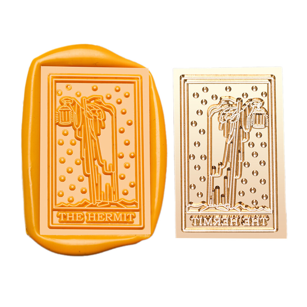 Rectangular Seal Stamp Head with Tarot Themed Pattern-Hermit