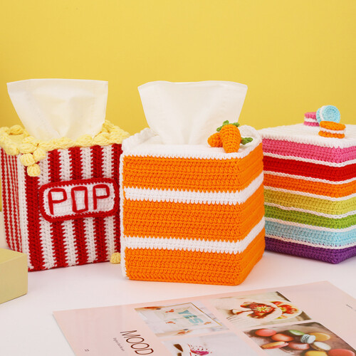 Tissue Box Crochet Set Knitting Supplies-Popcorn tissue box 2