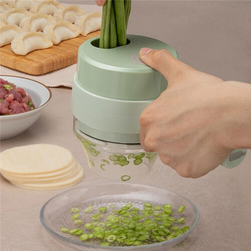 Handheld Electric Vegetable Cutter Set Kitchen Tools for Garlic Pepper Chili Onion Celery Ginger Meat with Brush 1