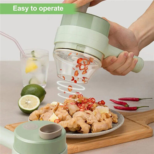 Handheld Electric Vegetable Cutter Set Kitchen Tools for Garlic Pepper Chili Onion Celery Ginger Meat with Brush 2