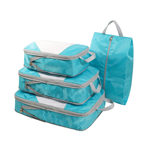 4 Set Travel Packing Cubes Compression Packing Cubes for-Blue