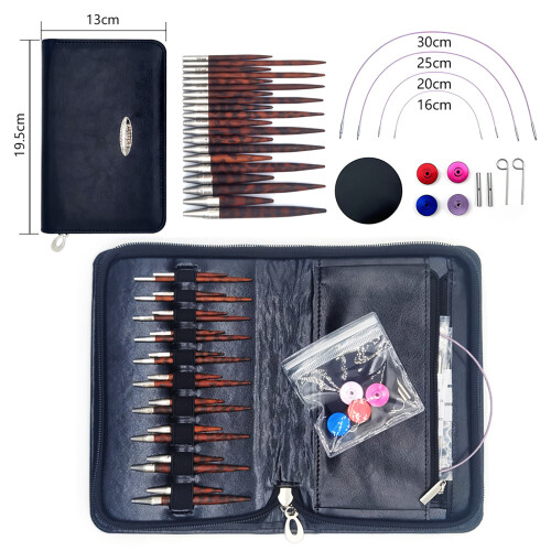 10Pairs Interchangeable Circular Wood Knitting Needle Set 2
