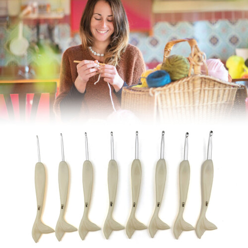 2.5mm-6.0mm Ergonomic Crochet Hook With Resin Fish Tail Handle 1