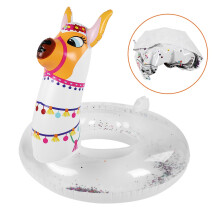 Sommerbassengflåte for Mega Llama Island, gjennomsiktig gigantisk oppblåsbar tegneserieflåte med slitesterk 14-gauge vinyl-PVC, enkel å blåse