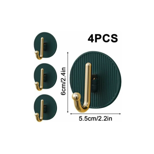 Adhesive Hooks for Smooth Surface Application, Decorative Wall Hooks with Rustproof ABS Material for Bathrooms and Kitchens, Green, Self Adhesive and 1