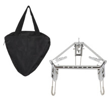 Soporte de acero inoxidable para ollas de exterior, ideal para estufas de alcohol. Soporte cruzado compacto, ligero y fácil de transportar.
