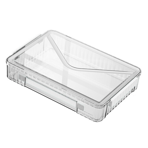 Stackable Container, Snap-Tight Latches, Plastic Storage Bin with Lid for Secure Document Storage, Clear Storage Box, Moisture-Proof Design, 1
