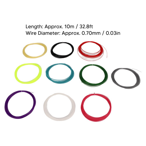 10 Pcs Colorful Badminton Racket Strings 28lbs, 10m, 0.70mm 2
