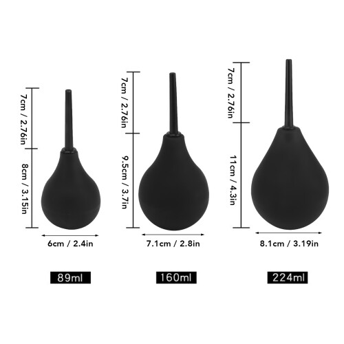 Compact 89ml Silicone Enema Bulb Kit with Single Use Anal Hose - Black 1