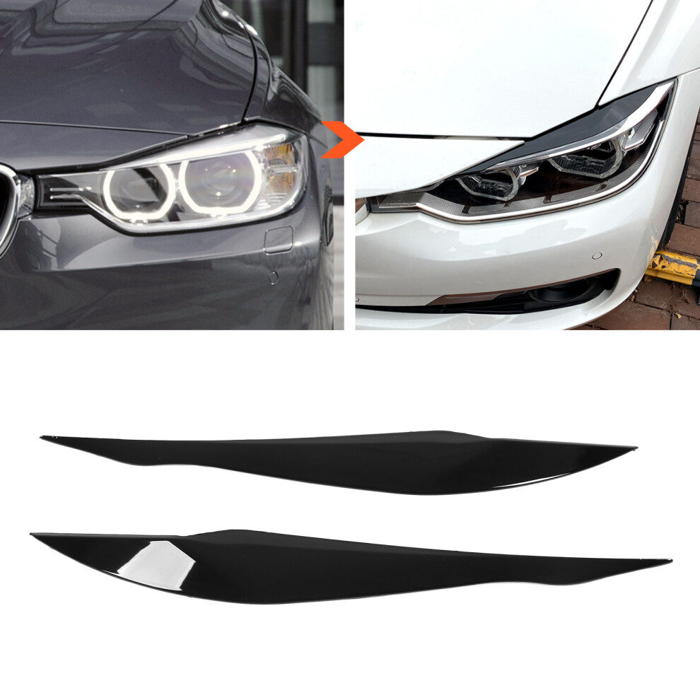 Pair Abs Headlight Eyebrows For 3 Series F30 F31 2012Â2018 Black 9491380997775
