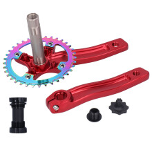 Bike Crank Arm Set with High Axial Strength, Mountain Cranksets 170mm Aluminum Alloy Single Speed Crankset with Bottom Bracket Kit and Chainring Bolts