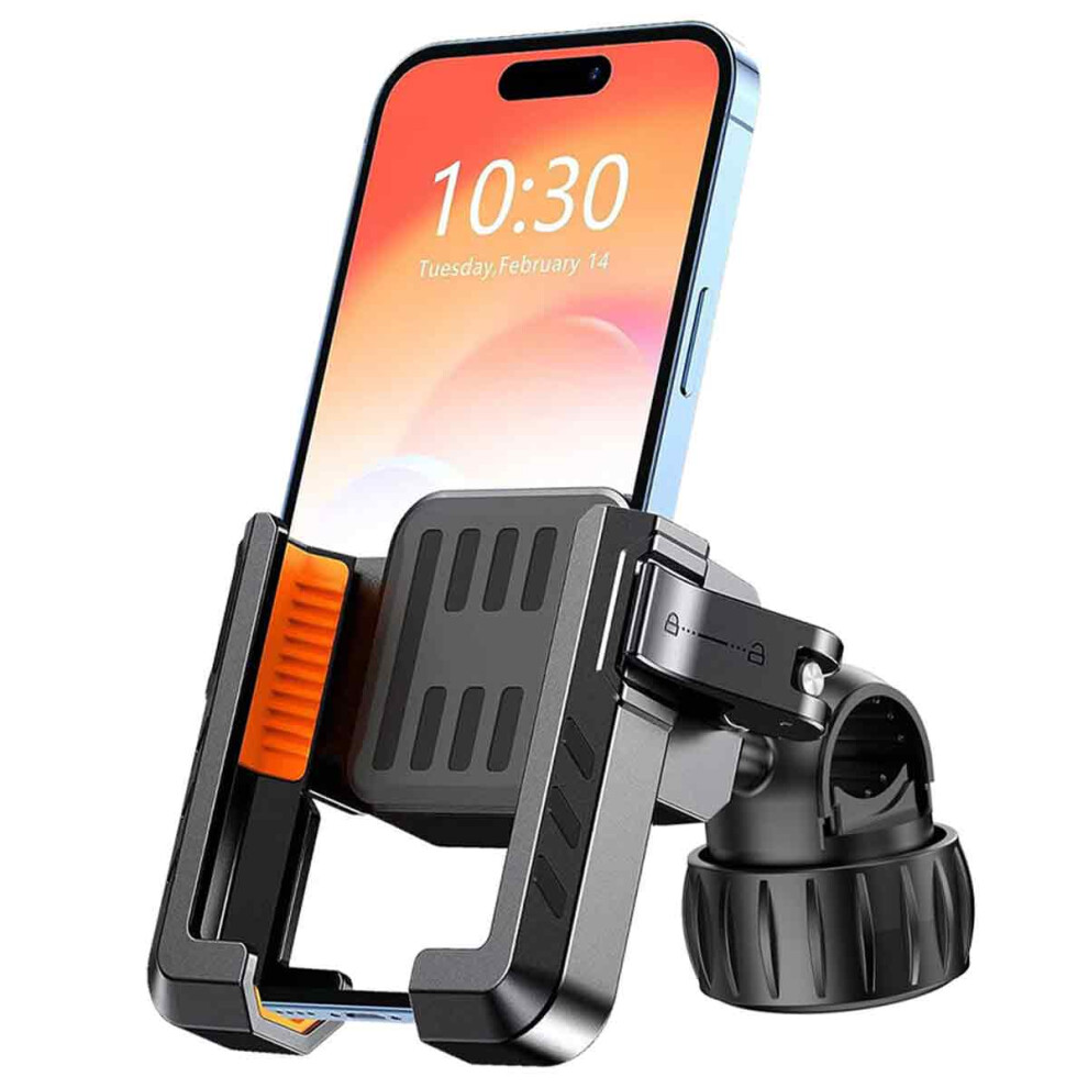 Rapidlock Bike Phone Clamp, Full Access Motorcycle Mount With Quick Release, 360 Rotatable For 4.7"-7.2" Smartphones, Customizable Angle For 9340959765638