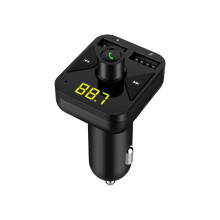 Bluetooth FM Transmitter For Cars, Flexible Gooseneck, Crystal Clear Sound, Hands-free Calls, Treble Bass Music Streaming, Voltmeter For Battery