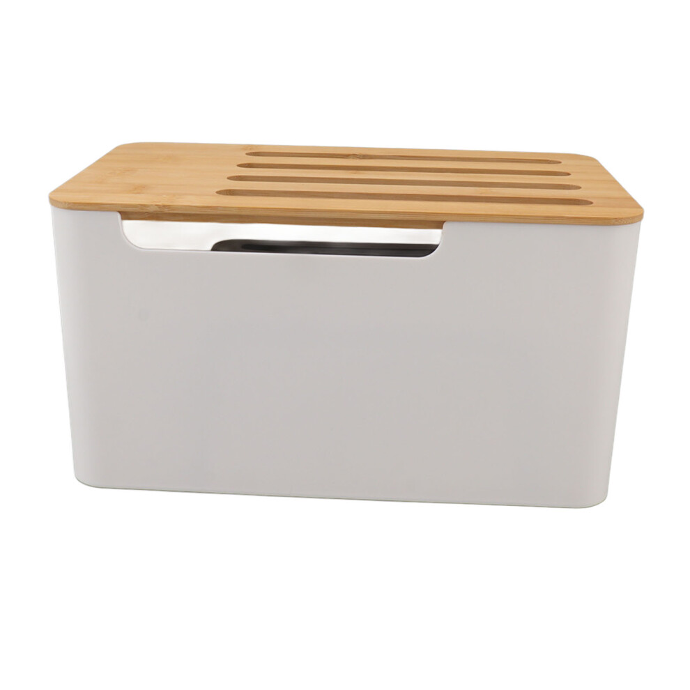 Child Safe Wire Concealer, Bamboo Lid Power Strip Organizer For Neat Organization In Any Room 9173940566071