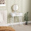 Homcom HOMCOM Modern Dressing Table w/ 2 Drawers Round Mirror for Bedroom White 1