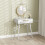 Homcom HOMCOM Modern Dressing Table w/ 2 Drawers Round Mirror for Bedroom White 3