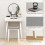 Homcom HOMCOM Dressing Table Vanity Set Make Up Desk with Mirror & Stool White 4