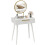 Homcom HOMCOM Modern Dressing Table w/ 2 Drawers Round Mirror for Bedroom White 2