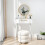 Homcom HOMCOM Modern Dressing Table w/ 2 Drawers Round Mirror for Bedroom White 9