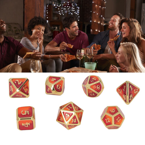 7PC Metal Multi-Sided Dice Set, Home Decor, Game Accessory for 14+ 2