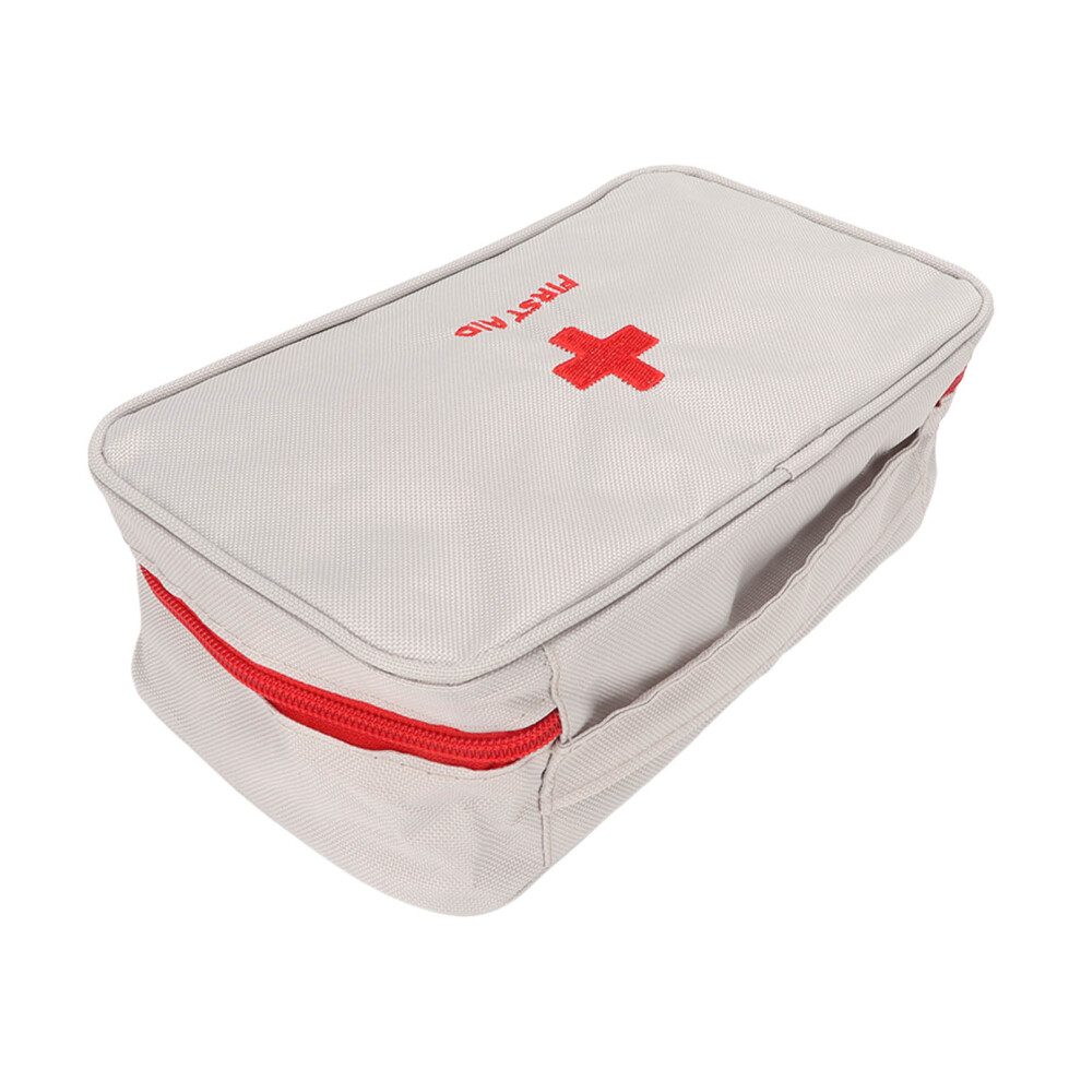 Grey Large Capacity Emergency Medicine Pouch With Mesh Pocket In