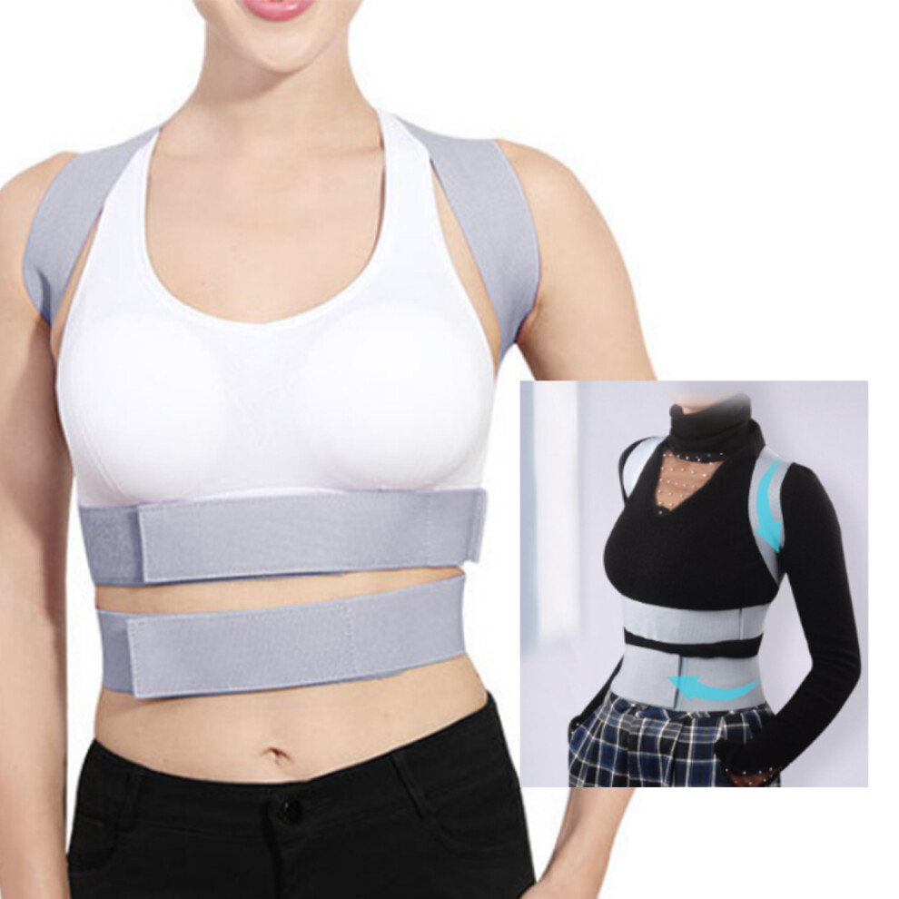 Gray Adjustable Posture Corrector Back Brace For Men & Women