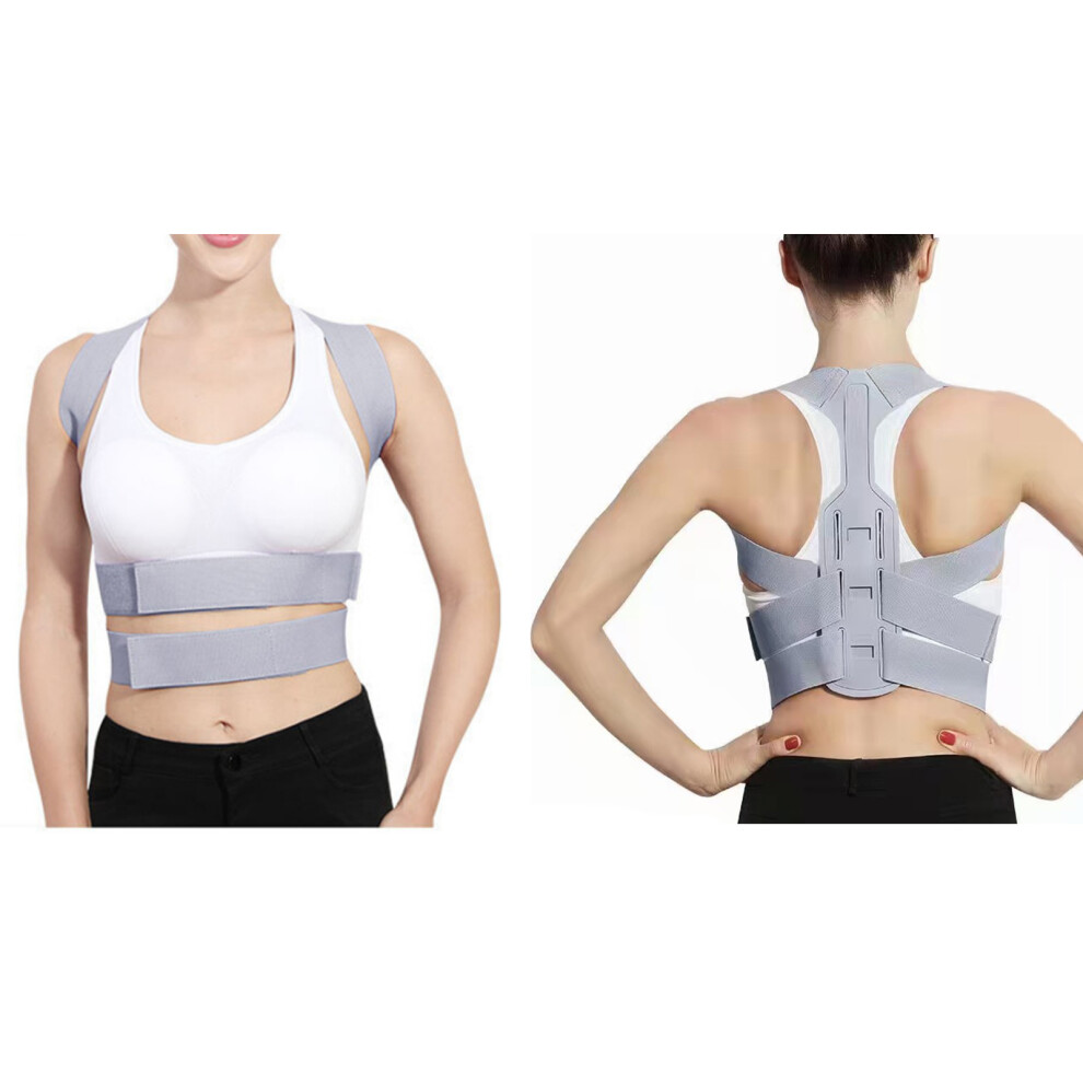 Gray Adjustable Posture Corrector Back Brace For Men & Women