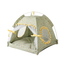 Tenda per gatti pieghevole 40x40x37cm, poliestere impermeabile, fiori verdi