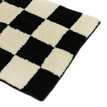 Runner Rug Black White Plaid Vintage Water-Absorbent 40x120cm