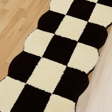 Alfombra de pasillo 40x120 cm negro y blanco a cuadros vintage 650 g