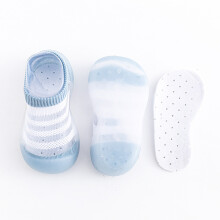 Chaussettes pour bébé en coton respirant bleu bébé, antidérapantes, 13,5 cm