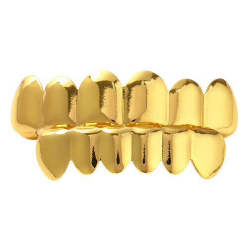 Removeable Top and Bottom Mouth Grillzs Set for-Gold