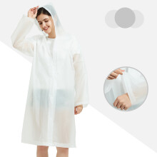 Weiße EVA-Regenjacke für Erwachsene, Leichter Kapuzen-Poncho, 115x65cm