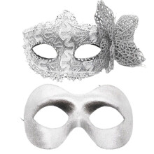 Set Of 2 Portable Masquerades Mask Stylish Butterfly-Silver
