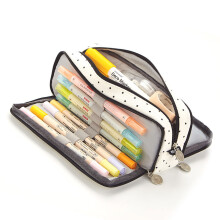 Custodia per penne in canvas con grande capacità e multipli scomparti, doppia apertura, design con stelle carine e gocce di pioggia, perfet