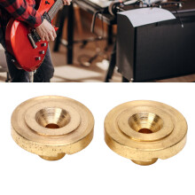 2Pcs Guitar Strap Lock Flat Round Head Metal Button Retainer for Bass Gold