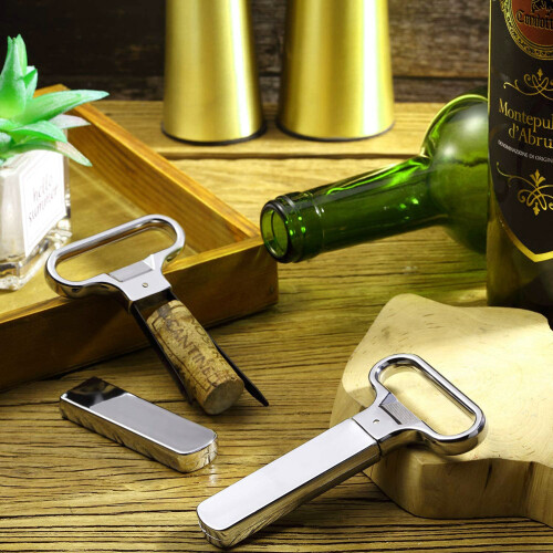 Two-Prong Cork Puller, Effortless Cork Removal Tool with Damaged Cork Remover Functionality and Two-Pronged Precision Design, Durable Zinc Alloy 1