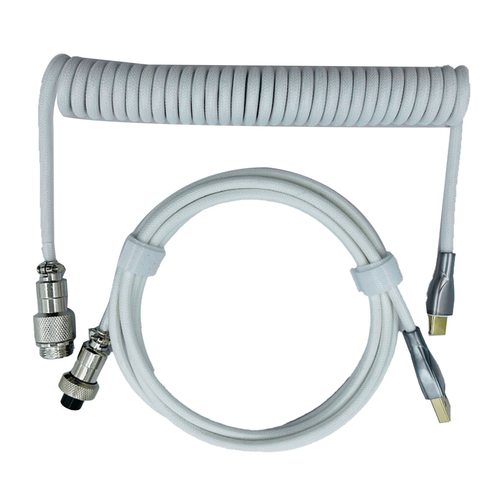 Retractable Coiled Gaming Keyboard Cable For Mechanical Keys White 4961372280017